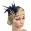 1920s Vintage Feather Flapper Gatsby Headband Rhinestone Pearl Metal Chain Charleston Party Bridal Headpiece Carnival Accessorie