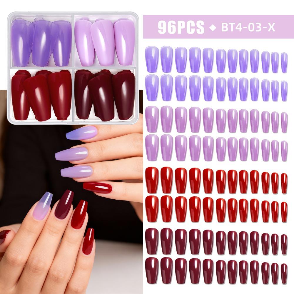 96pcs Mix Color French False Nails Coffin Ballet Press on Nails Woman DIY Nail Art