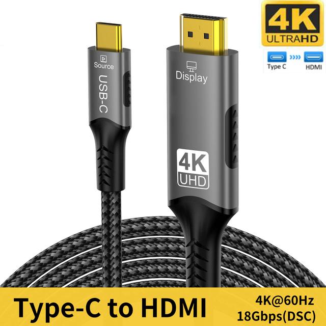 USB C To HDMI Cable 8K@60Hz 4K@120Hz Type C To HDMI-Compatible HDTV Cable for TV Converter MacBook Air iPad USB-C HDMI Adapter