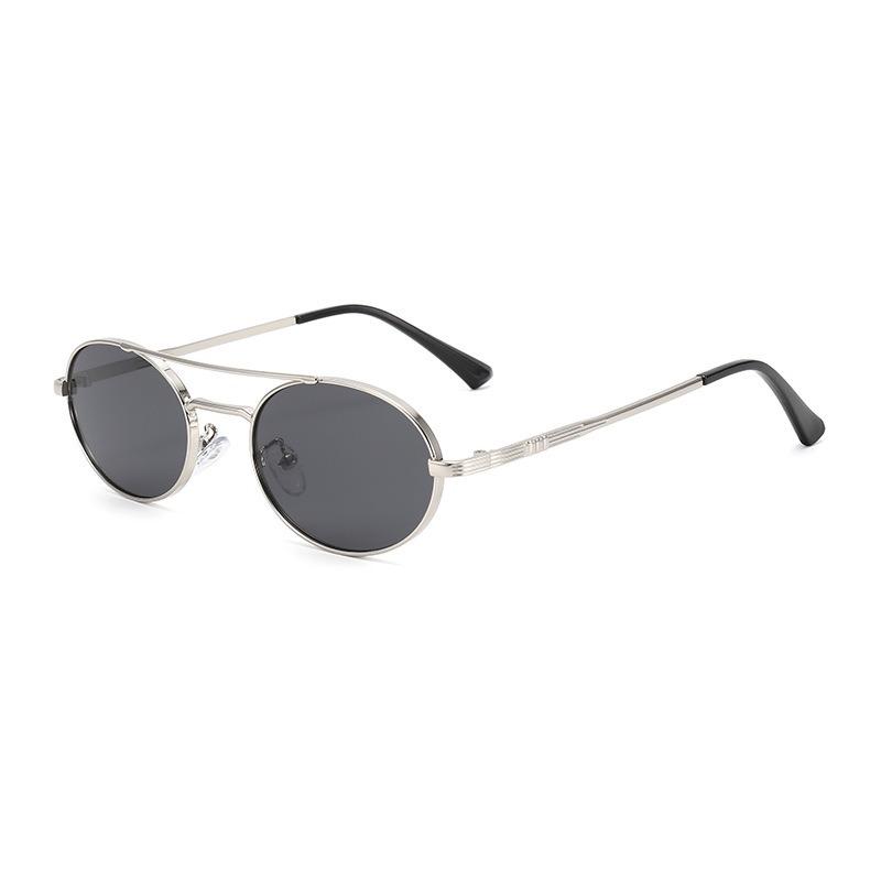 Double Beam Oval Metal Sunglasses Women Fashion Trendy Outdoor Sun Glasses