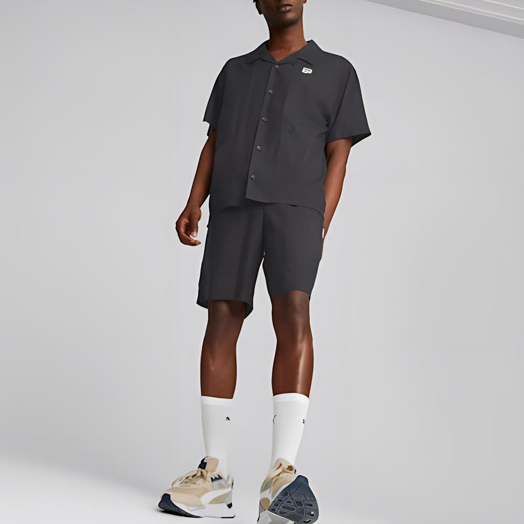 Puma Серия Downtown, однотонные повседневные шорты с эластичной резинкой на талии и логотипом, мужские брюки, черные 538253-01