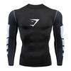 Мужская компрессионная футболка GYMSHARK с длинным рукавом, быстросохнущая, дышащая спортивная одежда для бега и фитнеса