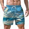 Sea Wave Pattern 3D Print Men's Shorts Quick Dry Swim Shorts Casual Beach Pants Oversized Sports Shorts Trend Men Clothing