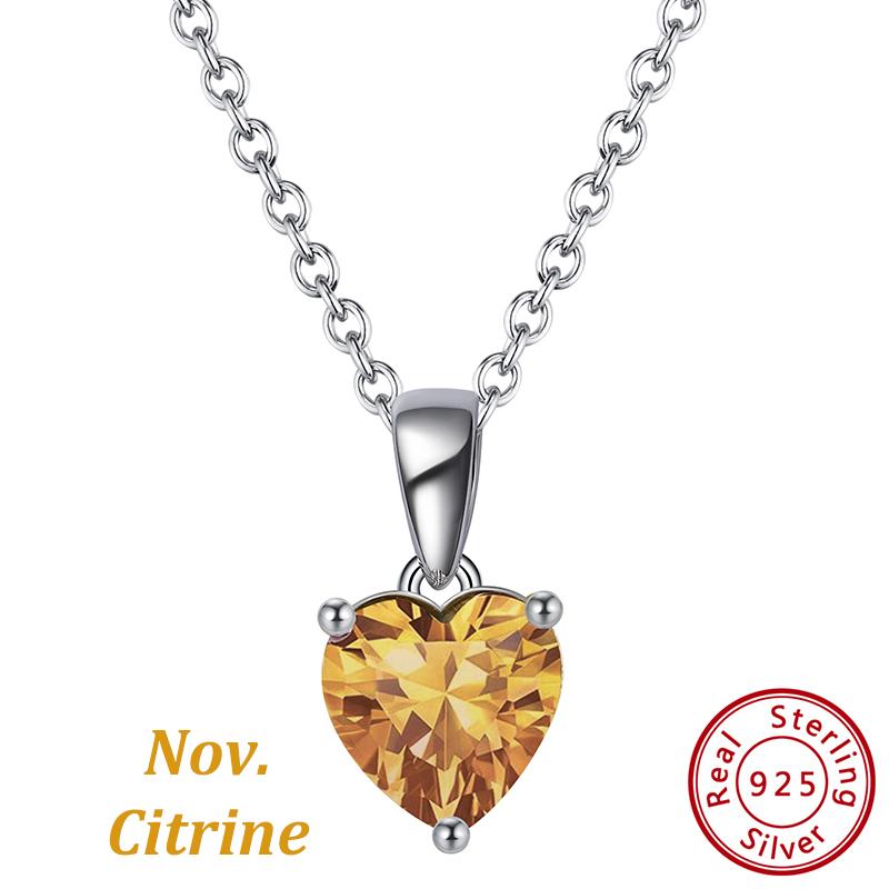 ORSA JEWELS Подвеска-ожерелье с 12 цветными камнями в форме сердца из стерлингового серебра 925 пробы Женский/Девичий Счастливый Подарок на День Рождения APN02