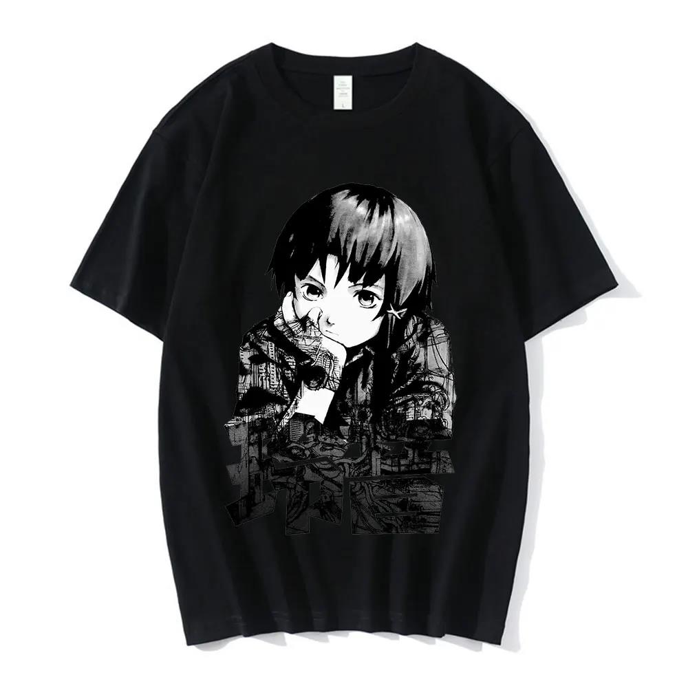 Anime Serial ExperiUnisexts Lain Graphic Print T Shirt Iwakura Unisexga Girl Sci Fi Short Sleeve Fashion Plus Size T Shirt Unisex