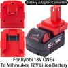 Battery Adapter for Ryobi 18V ONE+ Li-ion tools to Milwaukee 18V Li-ion Battery Adapter Converter Power Tool Accessory