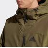 Adidas Sports Lifestyle Series Simple Hooded Zipper Pocket Warm Parka Drop Shoulder Long Sleeve Down Jacket Men Outerwear Dark-Olive-Green HK6664