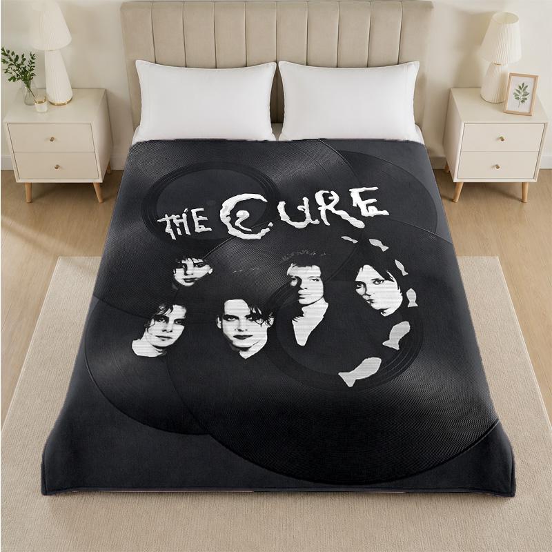 The Cure Print Flannel Blanket Cozy Lightweight Plush Throw Blanket For Bed Sofa Household Use