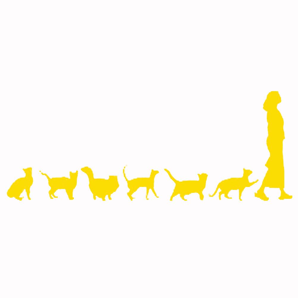 Car Exterior Decor Cute Cats Follow Lady Car-Styling Vehicle Body Window Reflective Decals Sticker Auto Parts