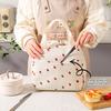 Corduroy Lunch Bag Thermal Lunch Handbag Insulation Pouch Soft Lunch Tote School Cooler Bag for Picnic Travel