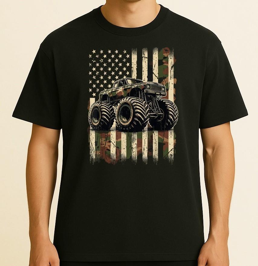 Футболка унисекс Монстр-трак Флаг США 4 июля S-4XL