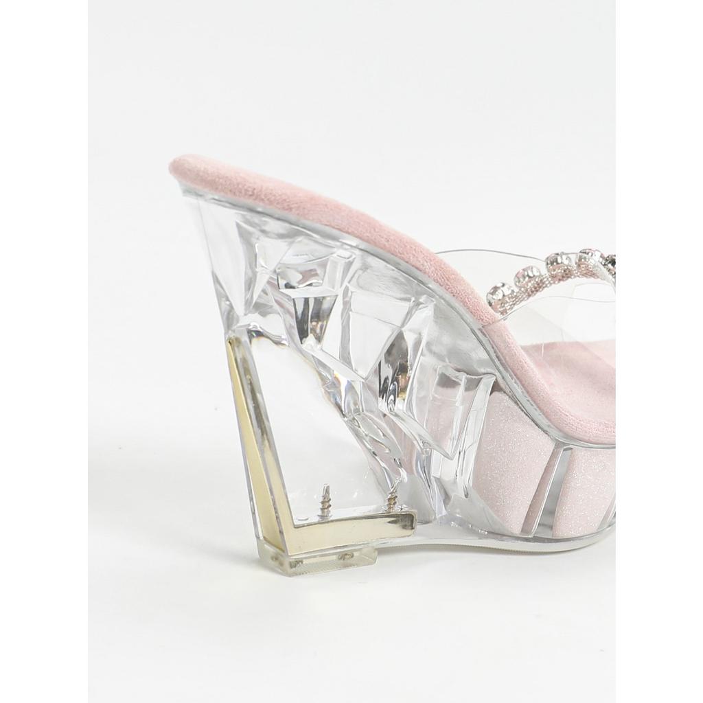 Женские сексуальные босоножки на платформе с каблуком 11 см, модные ночные клубные туфли с прозрачным хрусталем и банкетным хрусталем LFD-1101-Q2