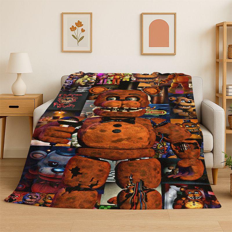 Игровой хоррор F-FNAF Фредди Мягкое фланелевое одеяло, Теплое уютное одеяло для кровати, Дивана, Софы, Спальни, Гостиной, Путешествий, Пикника