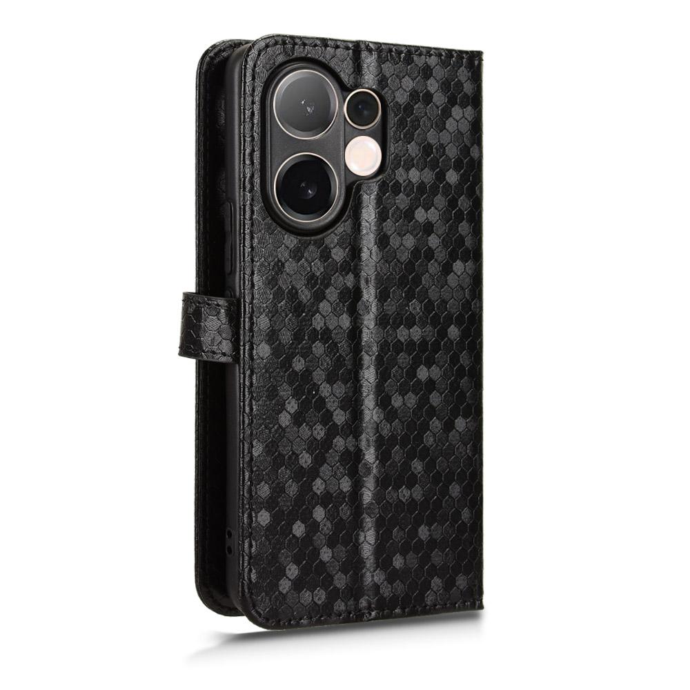 For Vivo V60 5G Wallet Case Dot Pattern Imprint PU Leather Phone Cover with Wrist Strap