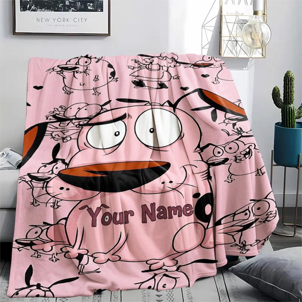 1PC Pink Bunny Galaxy Custom Name Patterned Flannel Blanket Suitable For All Seasons For Home Decor Warmth And Comfort Gifts Holiday Present