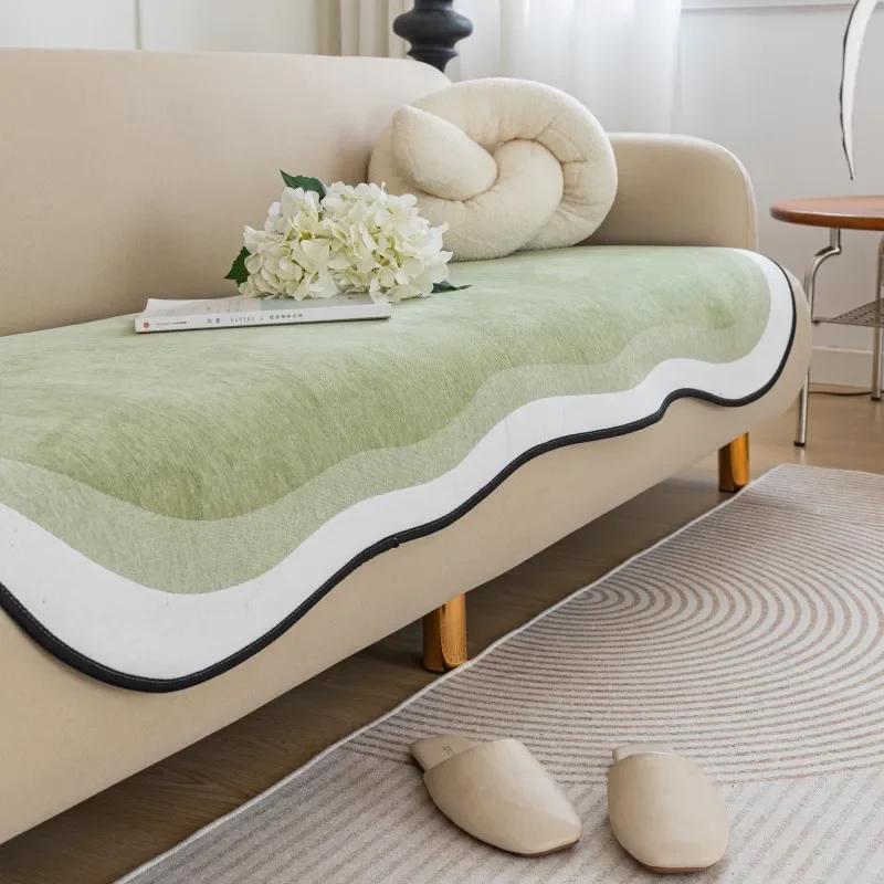 Solid Color Chenille Anti-cat Scratch Sofa Cover Non-slip Universal Sofa Towel Floor Mat Pet Dog Kids Mat Protector Mat