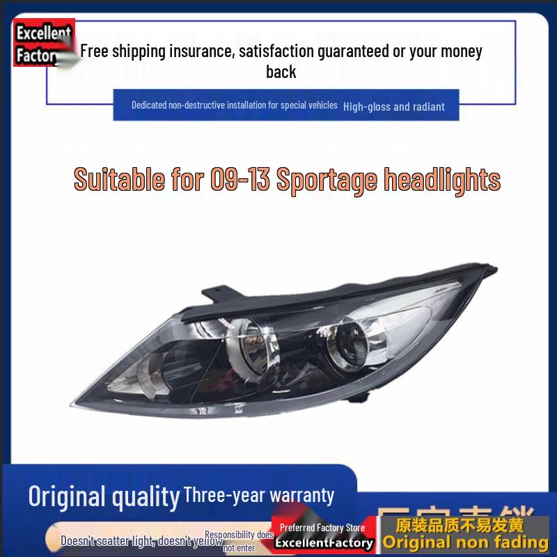 Compatible Kia Sportage Headlight Assembly 2009-2013: High Beam Front Light
