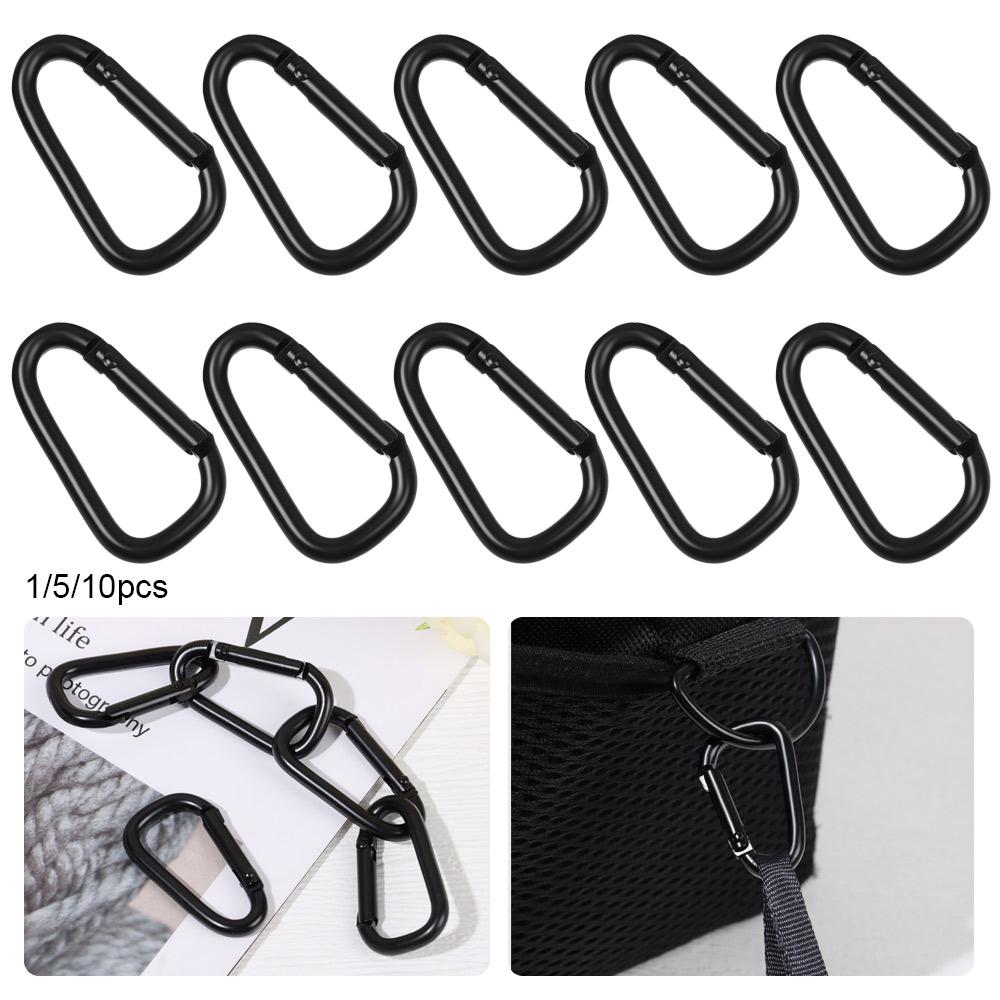 Aluminium Safety Camping Hiking Hook Buckle Keychain Alloy Carabiner Black Climbing Button