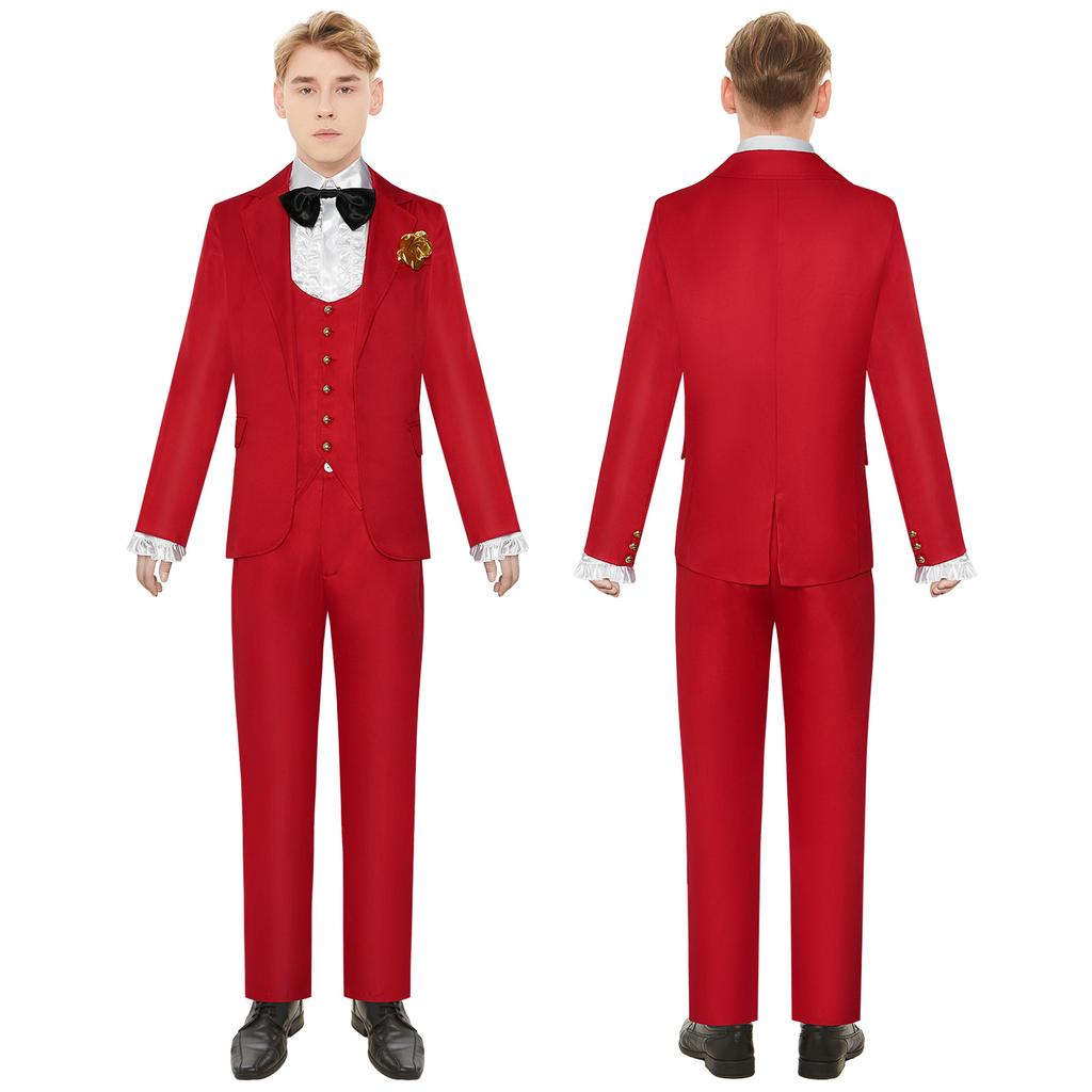 Beetlejuice Cosplay Costume, Halloween Red Suit Full Role Play Outfit
