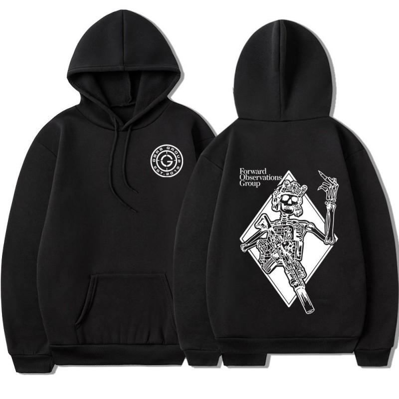 Punk Skeleton Graphic Hoodie Men Streetwear Casual Long Sleeve Pullover Hooded Sweatshirt