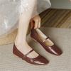 Retro Square Toe Women Mary Jane Shoes 2024 Spring New Genuine Leather Thick Heel Versatile High Heel Women's Shoes