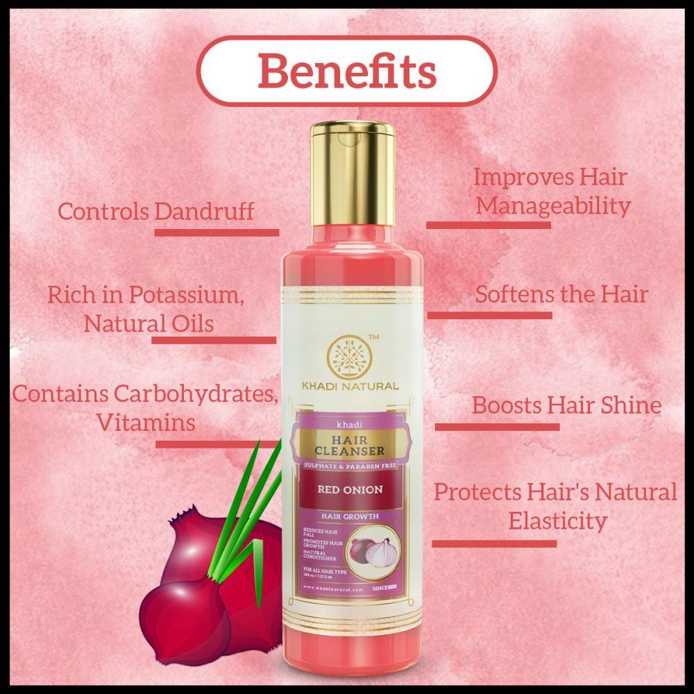 Шампунь с Красным луком: для роста волос (210 мл), Red Onion Hair Cleanser, Khadi Natural