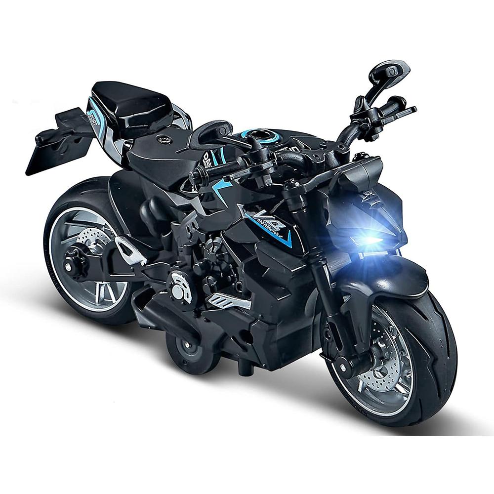 1/12 Pull Back V4 игрушки для мотоциклов, подарок с музыкальным освещением, игрушка для мотоциклов Street Fighter для мальчиков в возрасте от 3 до 12 лет