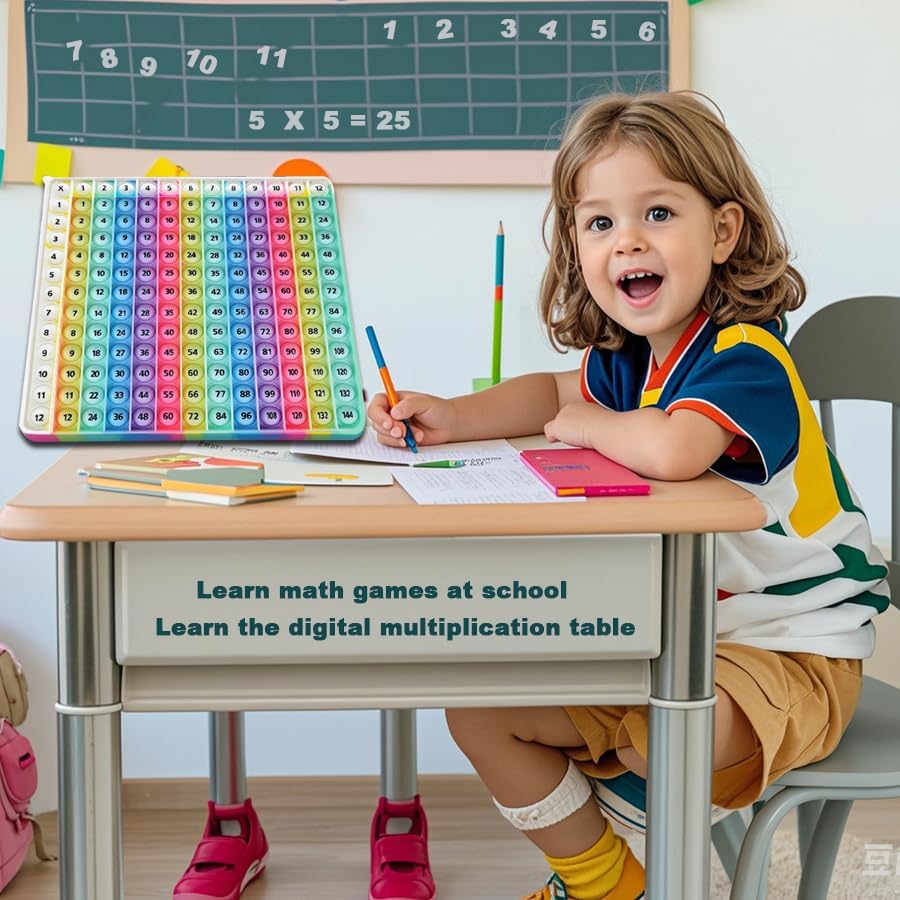 12x12 Multiplication Game Table Kids Math Learning Posters, Fidget Popper Educational Math Tools Fidget Popular Toys Relieve Stress and Create