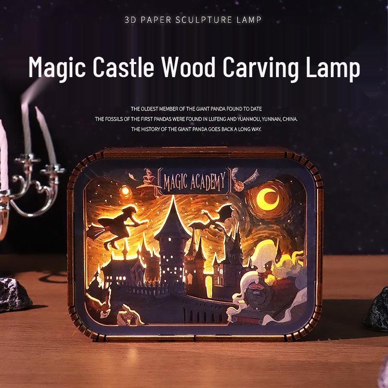 Ночник «Гарри Поттер Хогвартс» из дерева – Креативный подарок на день рождения и настольное украшение для детей