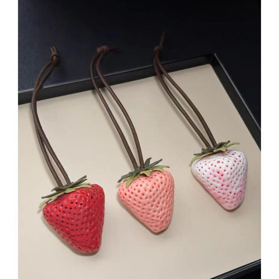 High-End Cute Strawberry Pendant: Fashionable 3D Bag Charm and Backpack Accessory for Couples