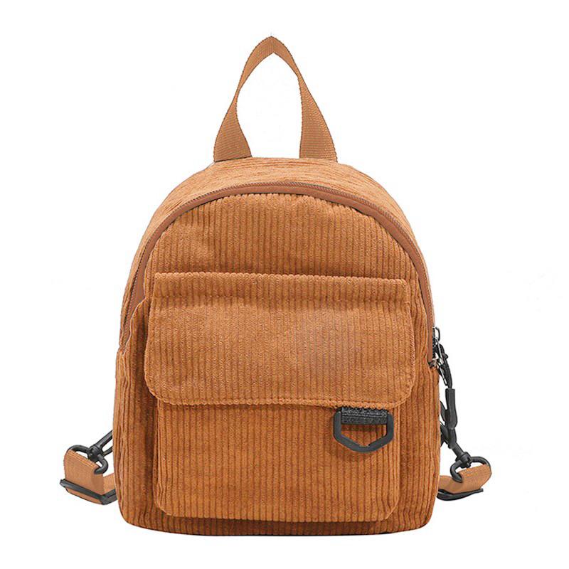 Women Fashion Travel Small Daypacks Lightweight Simple Corduroy Double Shoulder Bag School Backpacks