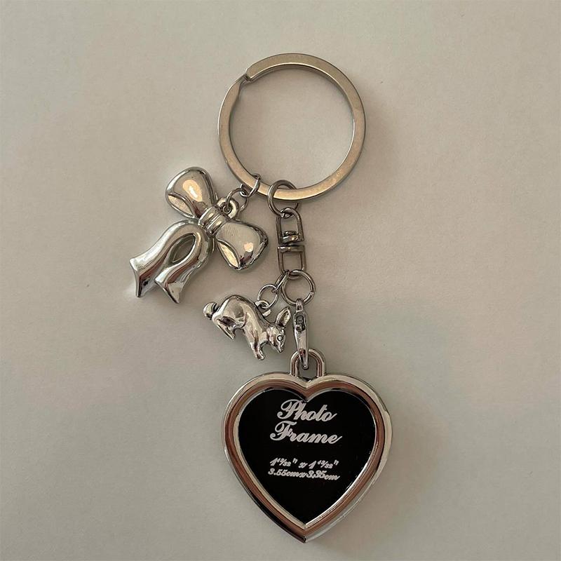 Lovely Delicate Big Heart Bowknot Keychain Mobile Phone Pendant Headphone Case Pendant Backpack Decoration Accessories Gifts