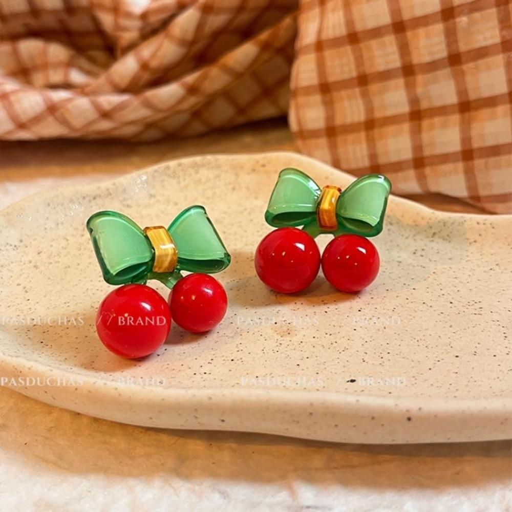 Серьги-гвоздики с вишней, серьги-подвески с жемчугом 2024, висячие серьги, для девочки