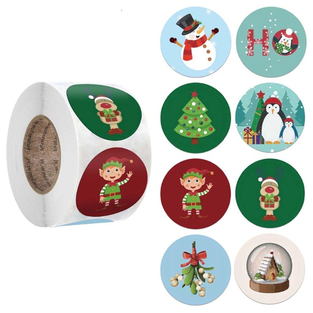 100-500 шт., наклейки из крафт-бумаги с героями мультфильмов, наклейки с Рождеством, посылка, уплотнительные этикетки, рождественский подарок, украшение, наклейка, новогодний декор