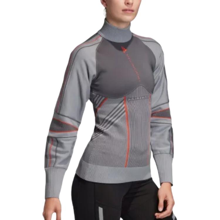 adidas Футболка Run Od Color Block с высоким воротом, удобная, с длинным рукавом, женская, серая, DY8491