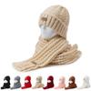 Women Thick Knit Hat Scarf Set Knitted Fashion Winter Warm Scarf Skullies Cap