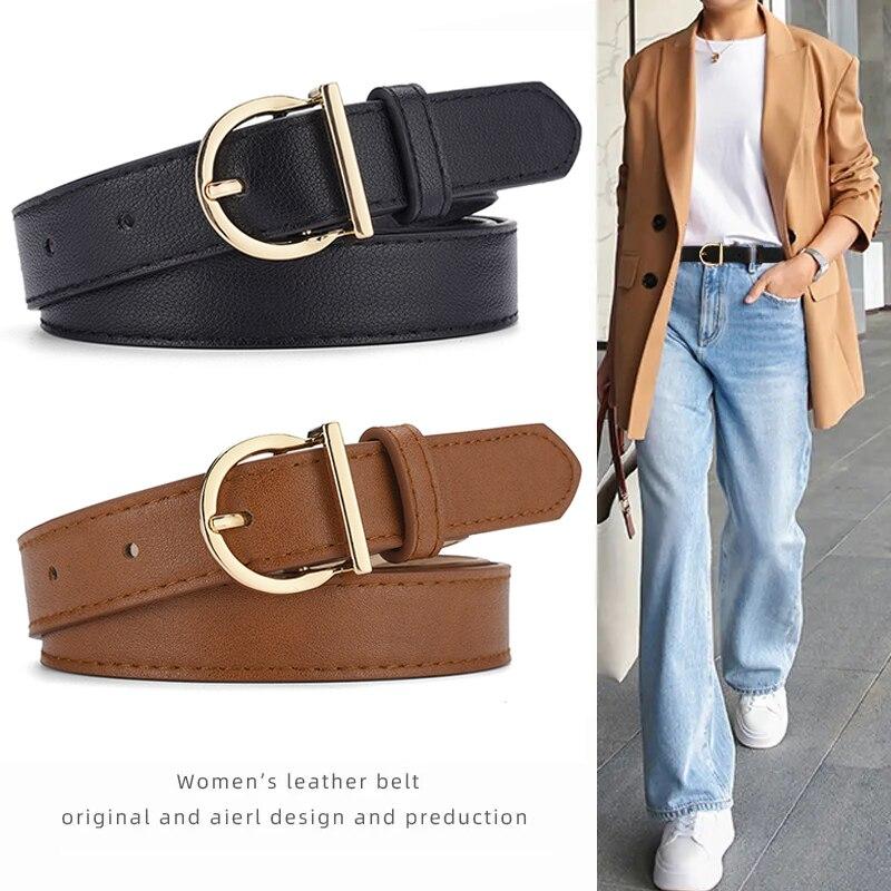 Women's Belt Fashion Pin Buckle Belt Genuine Luxury Soft PU Leather Belt Women Pair with Pants Jeans, For Ideal Gift
