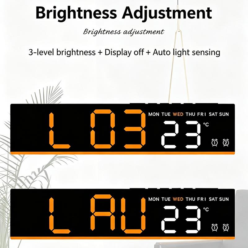 Digital LED Alarm Clock USB Powered TEMP/Date/Week Display DST Electronic Table Clock 12/24H Brightness Adjustment Two Alarms2