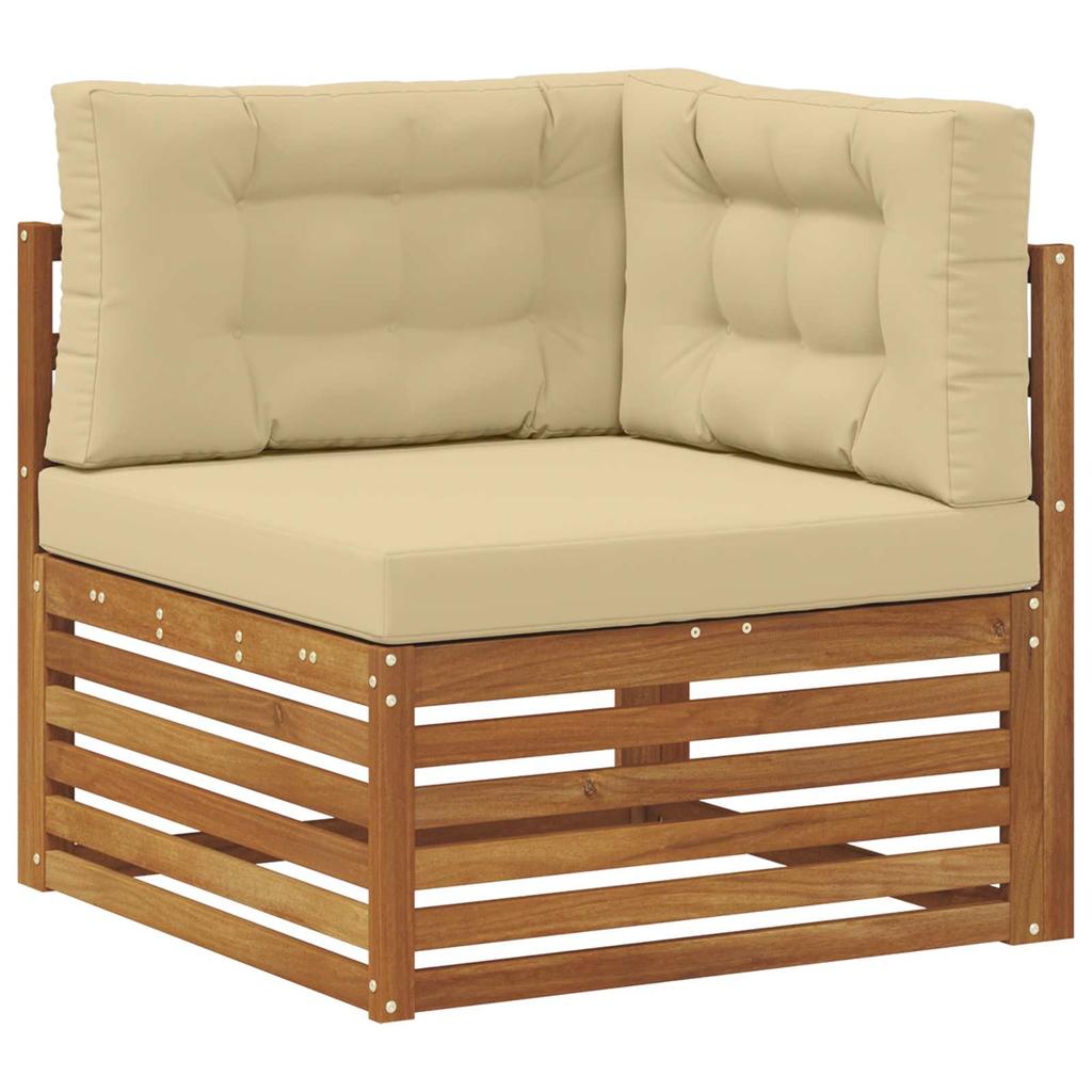 Outdoor Sofa Set 9 pcs Natural & Beige Solid Acacia Wood