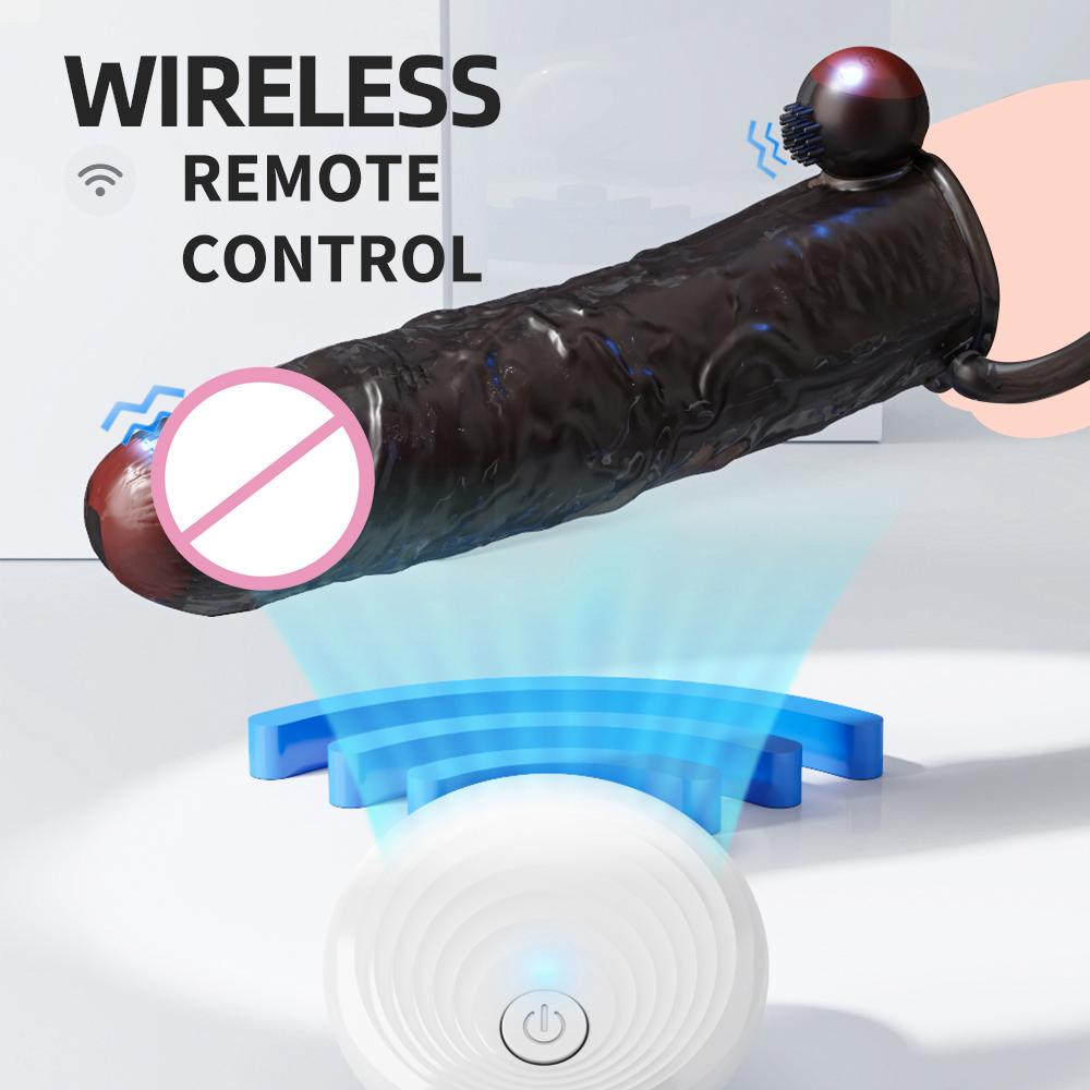 Вибрирующие презервативы для увеличения для мужчин, многоразовые презервативы, фаллоимитатор, вибратор, кольцо на пенис, рукав для взрослых, секс-шоп, секс-игрушки для пар