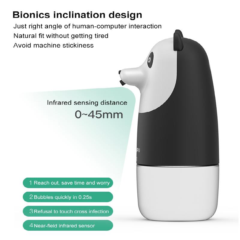 Автоматический дозатор жидкого мыла с зарядкой через USB, 280 мл, бесконтактный датчик, инфракрасный индукционный диспенсер для ванной комнаты, пенопластовая ручная мойка Panda