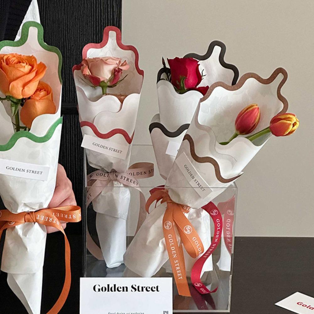 Kraft Paper INS Flower Wrapping Paper Wavy Border Bouquet Wrapping Material Fashion DIY Crafts