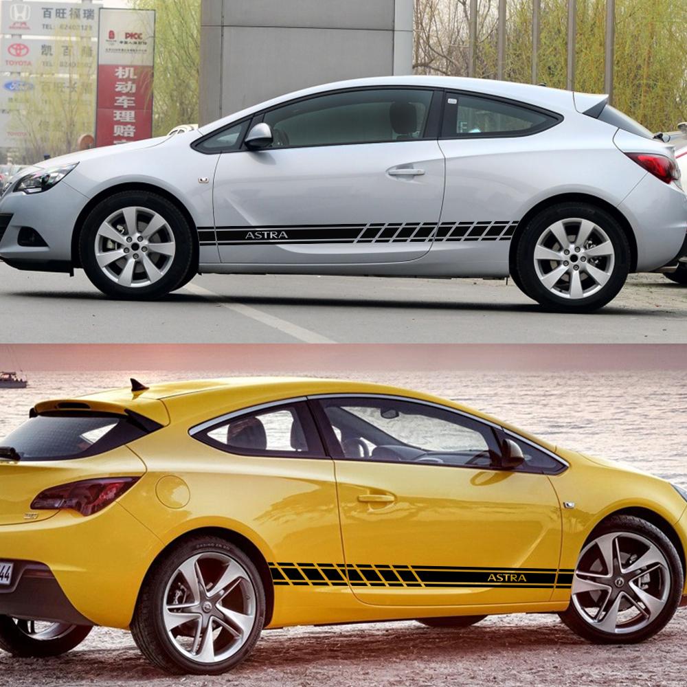 2 шт., Стайлинг автомобиля, боковая юбка, наклейка в полоску для Opel OPC Astra JHGK Insignia Corsa DBE Mokka Vectra B Auto