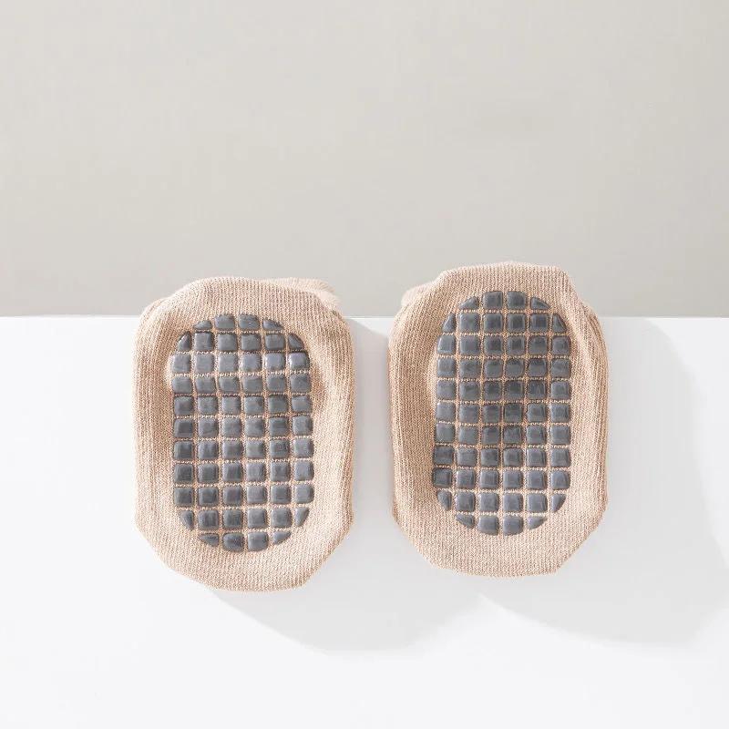 5 пар/лот Детские нескользящие носки для пола 5 цветов с принтом медведя Детские хлопковые носки однотонные осенние противоскользящие детские гольфы