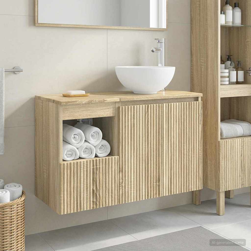 Bathroom Furniture Set 2 Pieces Sonoma Oak Engineered Wood