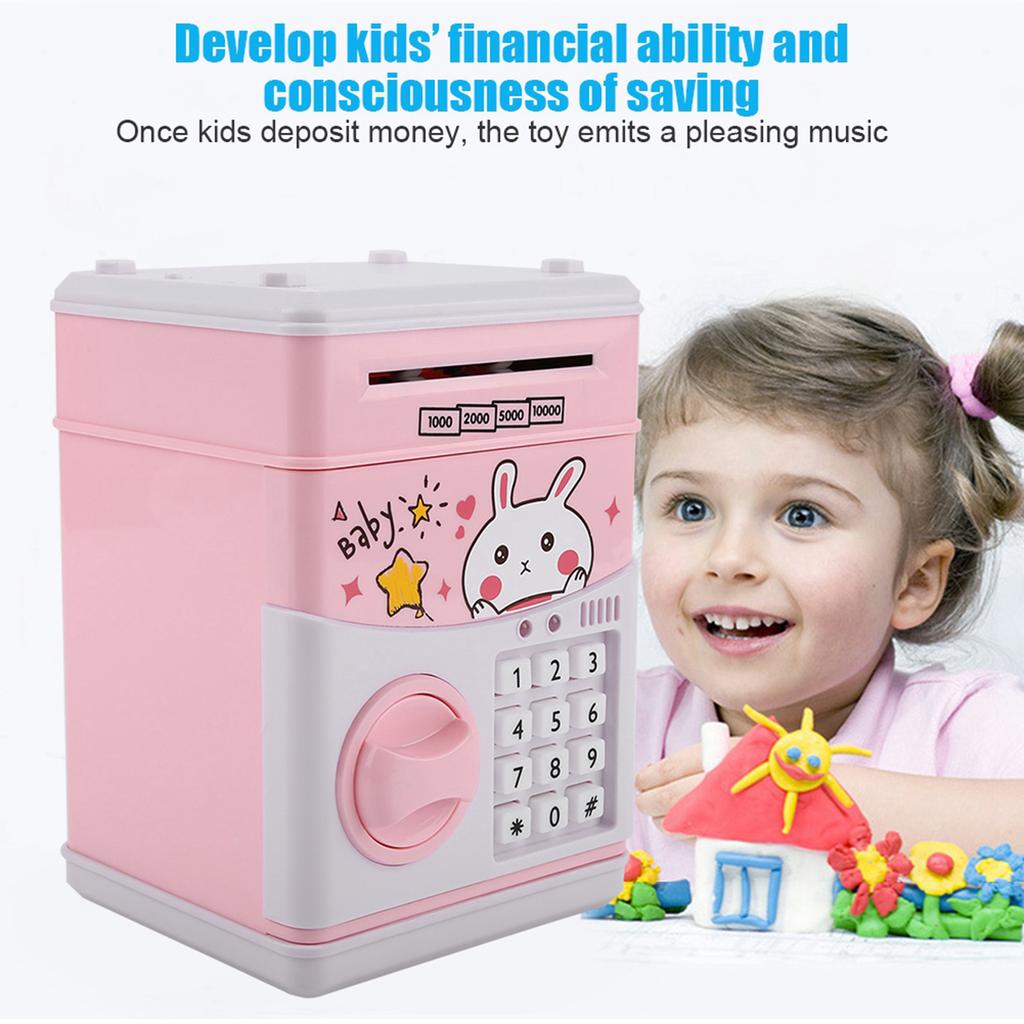 Toy Bank ATM Electric Password Money Box Automatic Saving Music Child Baby Kids Gift (Pink)
