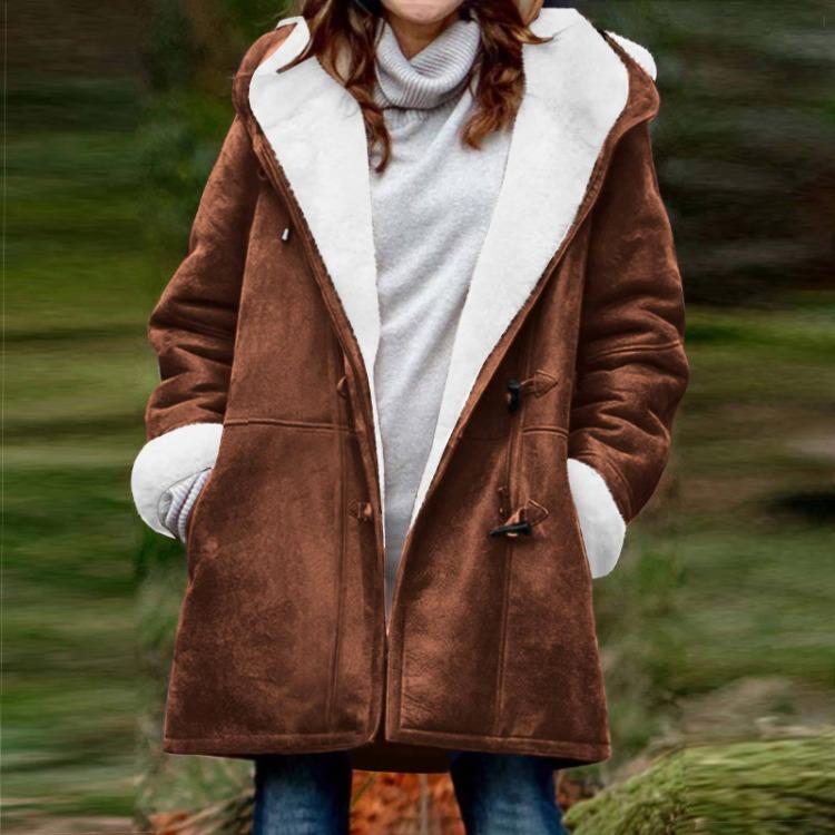 Women Casual Fashion Outerwear Long Sleeve Hooded Jacket Coat Autumn Winter Solid Color Print
