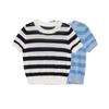 Kaslead New Arrival Women's Clothing Fashion Style Fashion Simple Knitting Stripes Short Sleeve Tops 2142079
