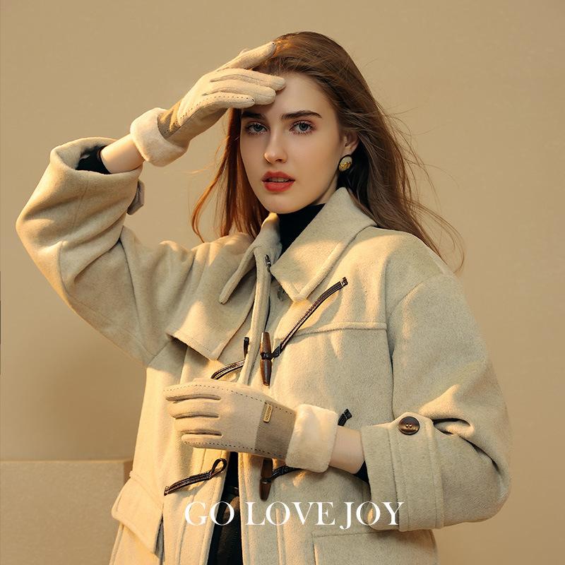 25 Wool Cashmere Gloves Women's Winter Velvet Thickened Cold-proof Warm Waterproof Windproof Touchscreen Riding Driving