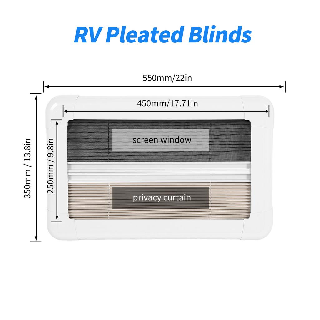 RV Pleated Window Heat Insulated Flexible Push Pull RV Interior Window Blinds UV Resistance Noiseless Ventilated for